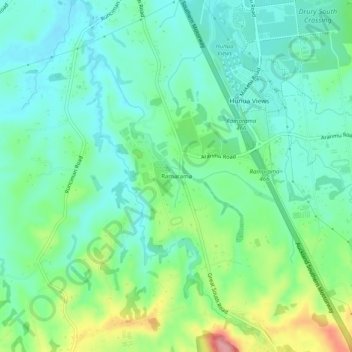 Mappa topografica Ramarama, altitudine, rilievo