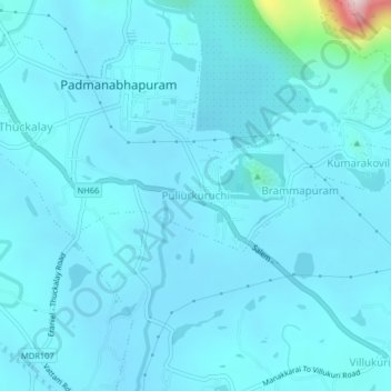 Mappa topografica Puliurkuruchi, altitudine, rilievo