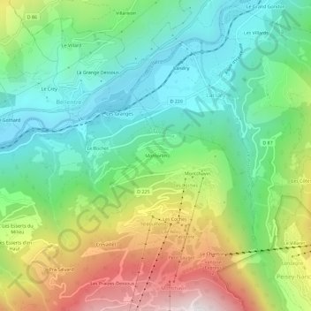 Mappa topografica Montorlin, altitudine, rilievo
