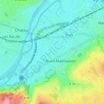 Mappa topografica Résidence Castellina, altitudine, rilievo