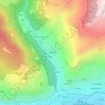 Mappa topografica Perrianaz, altitudine, rilievo