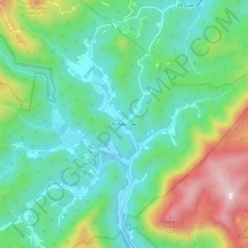 Mappa topografica Buffalo Cove, altitudine, rilievo