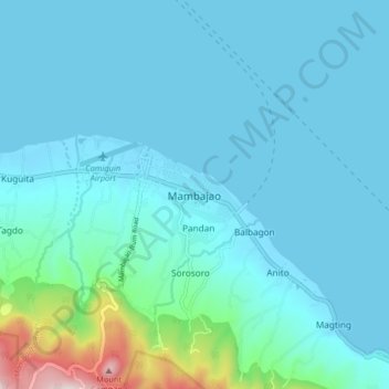 Mappa topografica Mambajao, altitudine, rilievo