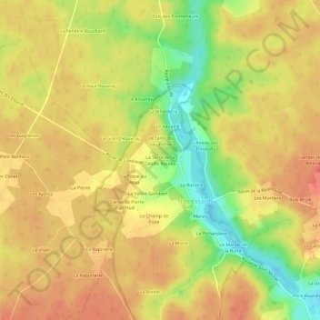 Mappa topografica La Terre de la Ceuille Roulée, altitudine, rilievo