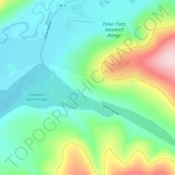 Mappa topografica Chatanika, altitudine, rilievo