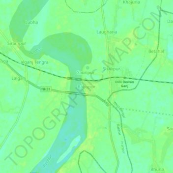 Mappa topografica Babupur, altitudine, rilievo