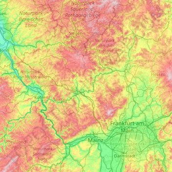 Mappa topografica Limburg-Weilburg, altitudine, rilievo