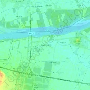 Mappa topografica Bosco Tosca, altitudine, rilievo