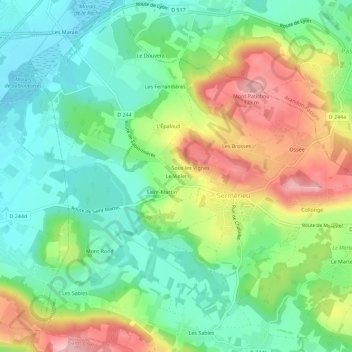 Mappa topografica Le Violet, altitudine, rilievo