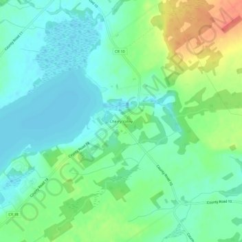 Mappa topografica Cherry Valley, altitudine, rilievo