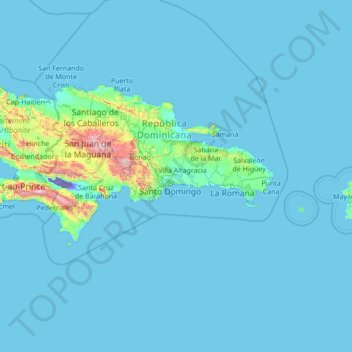 Mappa topografica Santo Domingo, altitudine, rilievo