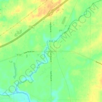 Mappa topografica Austinburg, altitudine, rilievo