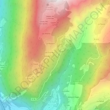 Mappa topografica Les Côtes, altitudine, rilievo