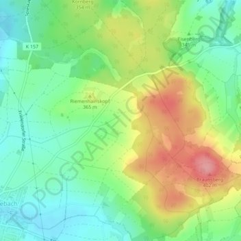 Mappa topografica Wüstung Elberode, altitudine, rilievo