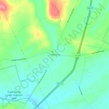 Mappa topografica Heidlersburg, altitudine, rilievo