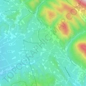 Mappa topografica Novézan, altitudine, rilievo