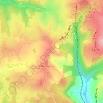 Mappa topografica Logne, altitudine, rilievo