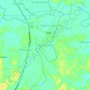 Mappa topografica Poblacion Ilaya, altitudine, rilievo