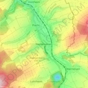 Mappa topografica Niederneisen, altitudine, rilievo