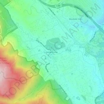 Mappa topografica Adobe Corner, altitudine, rilievo