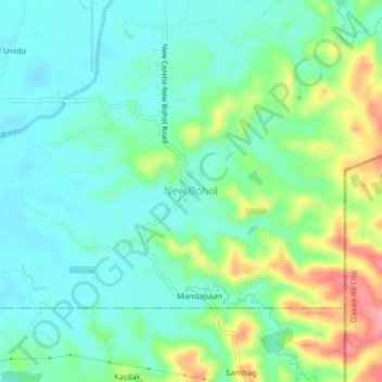 Mappa topografica New Bohol, altitudine, rilievo
