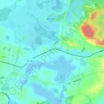 Mappa topografica Posewald, altitudine, rilievo