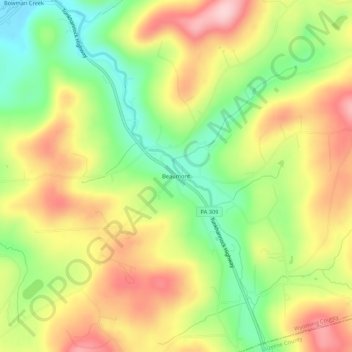 Mappa topografica Beaumont, altitudine, rilievo