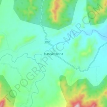 Mappa topografica Narayanpatna, altitudine, rilievo