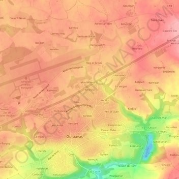 Mappa topografica Keraliou, altitudine, rilievo