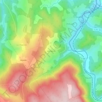 Mappa topografica Les Fagoux, altitudine, rilievo