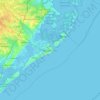 Mappa topografica Atlantic City, altitudine, rilievo