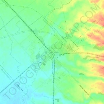 Mappa topografica Bunnythorpe, altitudine, rilievo