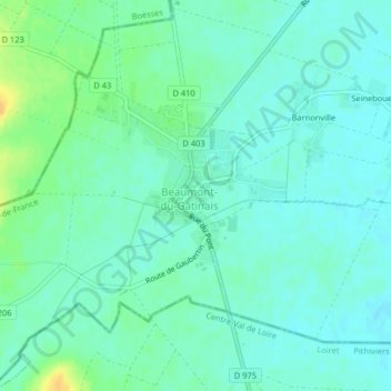 Mappa topografica Beaumont, altitudine, rilievo