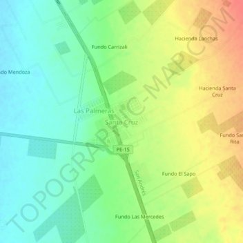 Mappa topografica Santa Cruz, altitudine, rilievo
