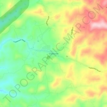 Mappa topografica Fiddletown, altitudine, rilievo