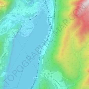 Mappa topografica Borca, altitudine, rilievo