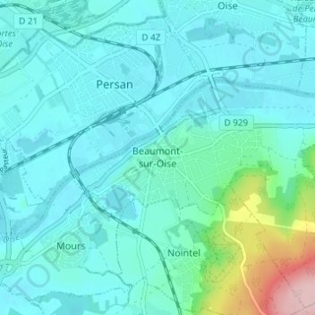 Mappa topografica Beaumont-sur-Oise, altitudine, rilievo