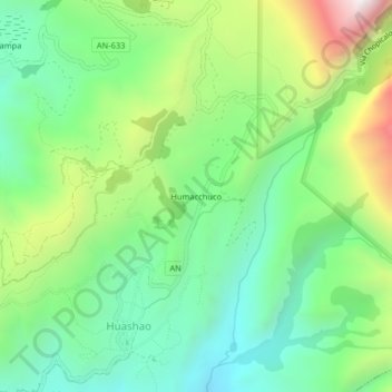 Mappa topografica Humacchuco, altitudine, rilievo