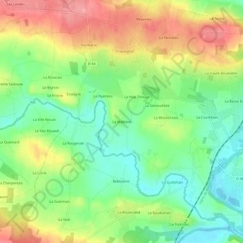 Mappa topografica La Maltière, altitudine, rilievo