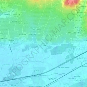 Mappa topografica Lossay, altitudine, rilievo