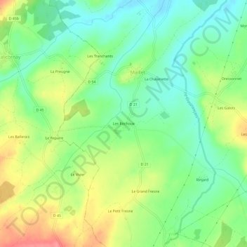 Mappa topografica Les Rochoux, altitudine, rilievo
