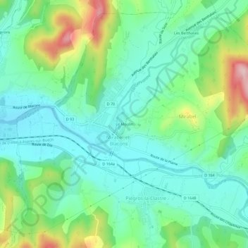 Mappa topografica Le Moulin, altitudine, rilievo