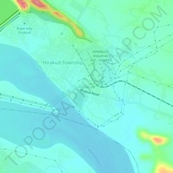 Mappa topografica Hirakud, altitudine, rilievo