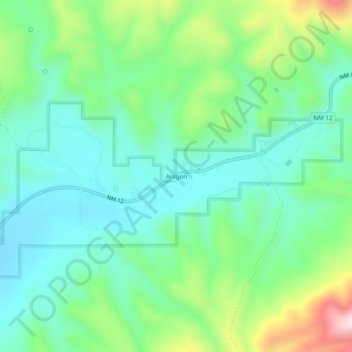 Mappa topografica Aragon, altitudine, rilievo