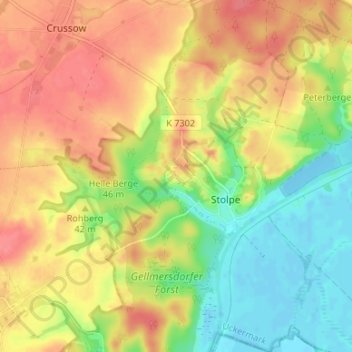 Mappa topografica Stolper Mühle, altitudine, rilievo