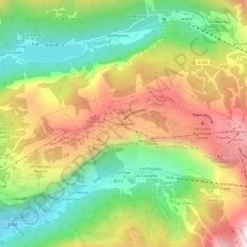 Mappa topografica Serraussaix, altitudine, rilievo