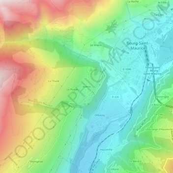 Mappa topografica Vulmix, altitudine, rilievo