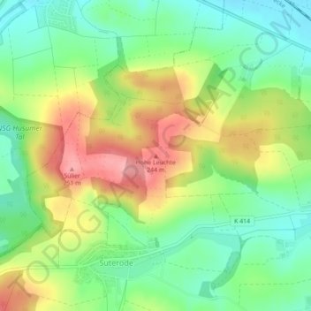 Mappa topografica Hohe Leuchte, altitudine, rilievo