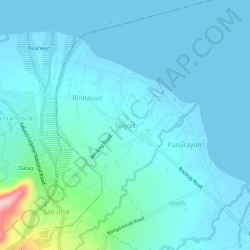 Mappa topografica Sogod, altitudine, rilievo