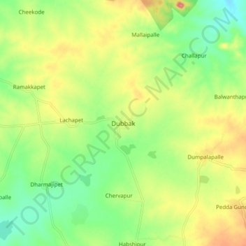 Mappa topografica Dubbak, altitudine, rilievo